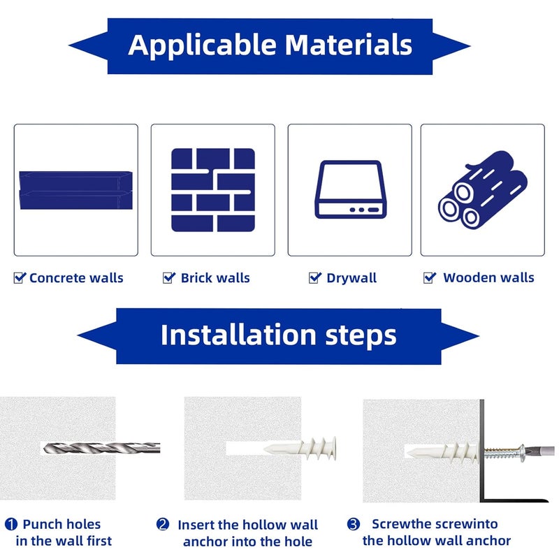BUSY-CORNER 260 PCS Self Drilling Drywall Anchors, 3 Sizes Nylon Plastic Wall Anchors with Screws for Drywall, No Pre Drill Hole Preparation Required, 10x35mm, 13x42mm, 15x32mm - Image 3